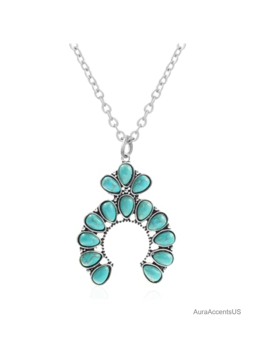 Natural Turquoise Pendant Necklace Handmade Western Navajo Bohemian for Women